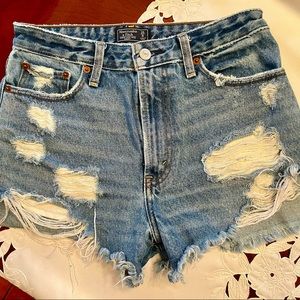 Abercrombie & Fitch Distressed Blue Jean Shorts